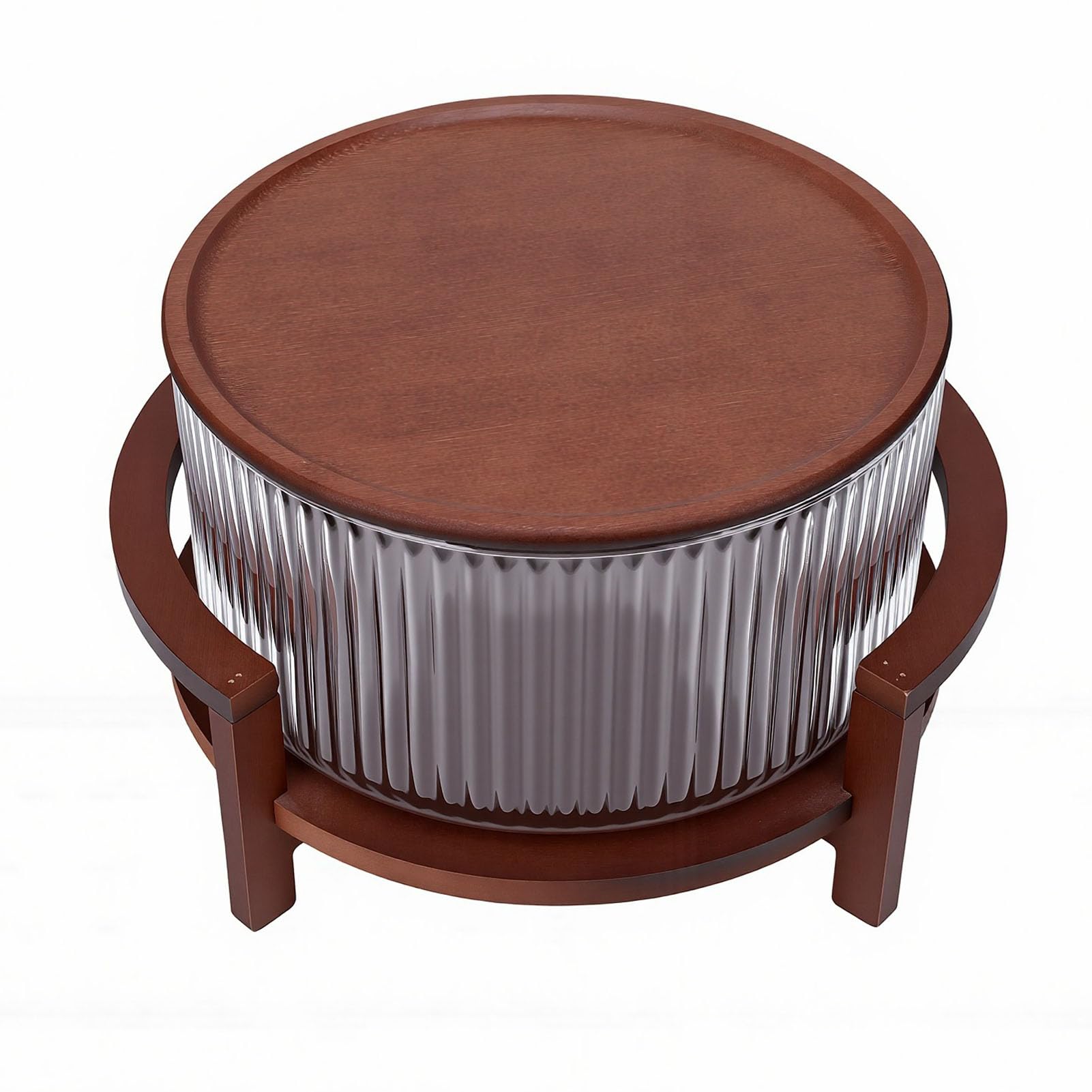 Garsent Ensaladera de Vidrio de 4,3 L con Soporte y Tapa de Madera, Cuenco Grande para Servir Frutas a Prueba de Calor para el Hogar, Comedor, Reunión, Cocina