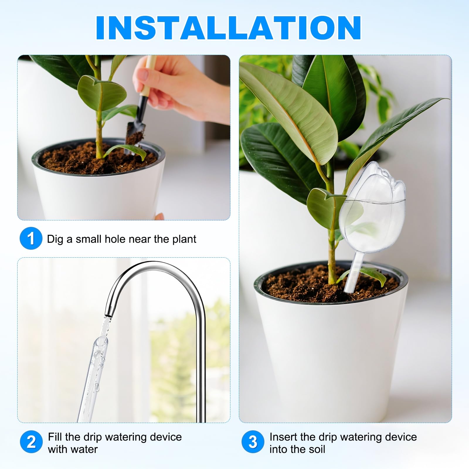 M METERXITY Lot de 2 globes d'arrosage de plantes en plastique de 24 cm à auto-arrosage pour plantes d'intérieur/extérieur, appareils d'auto-arrosage [transparent/violet]