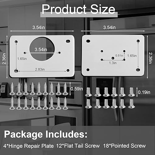 Miniatura 2 de Kit de placa de reparación de bisagra gruesa con agujero para gabinete, soportes de reparación de placa de acero inoxidable resistentes a la