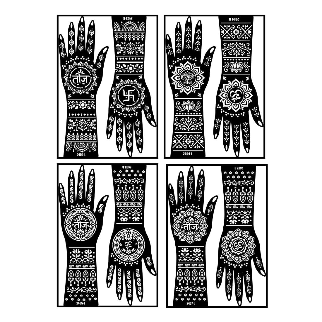 Special Hariyali Teej Mehndi Stencil Sticker Combo For Hand-image-26