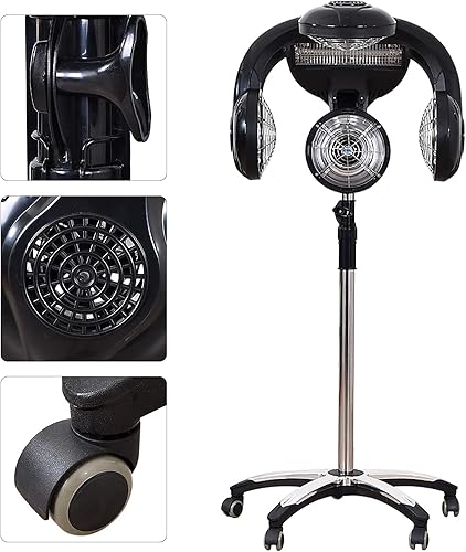 Miniatura 3 de Secador de pelo infrarrojo profesional de 1400 W con pantalla LCD, alturas ajustables, con ruedas, ideal para el hogar y peluquerías, lámpara de