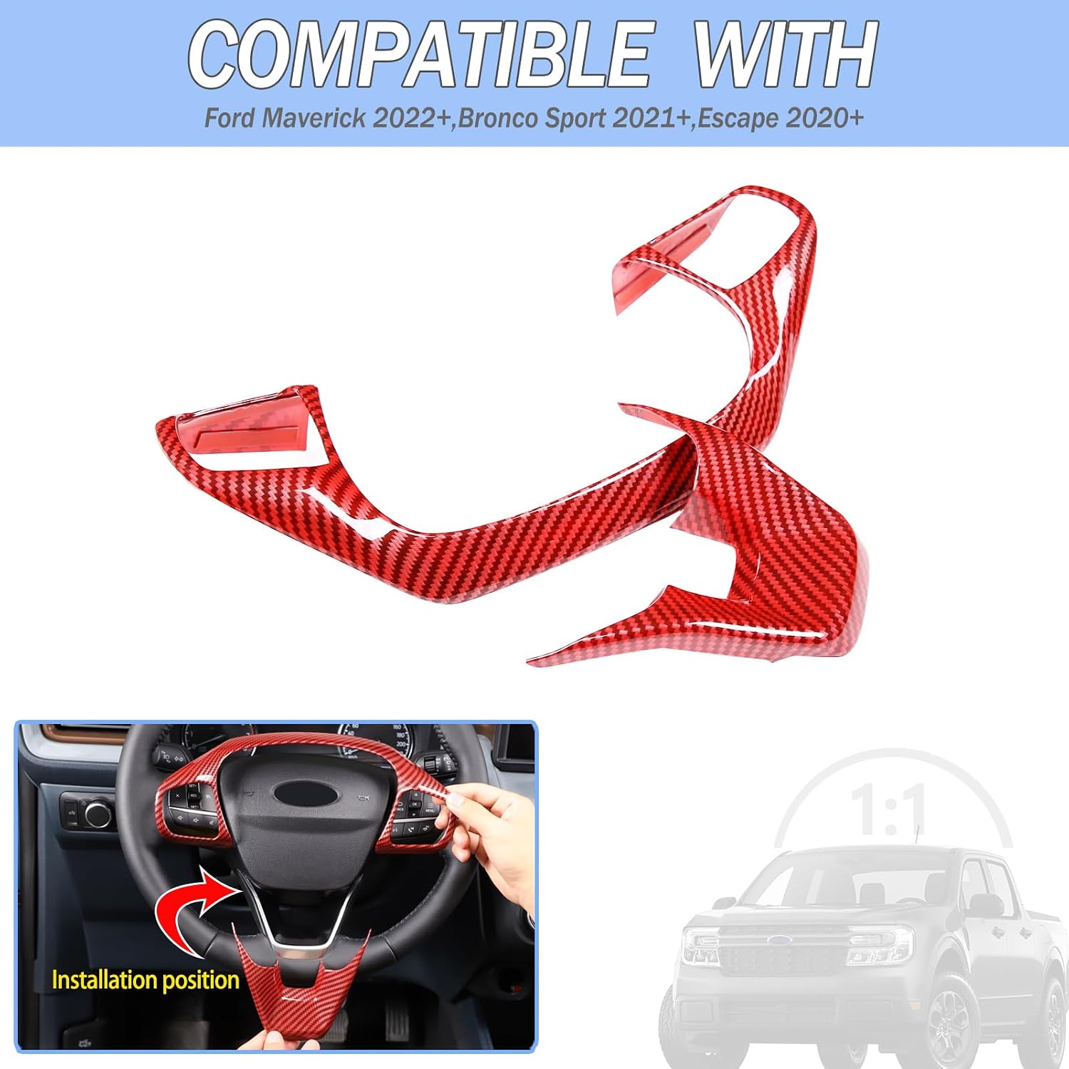 Car Steering Button Frame Trim for Ford Maverick/Bronco Sport/Escape 2020+