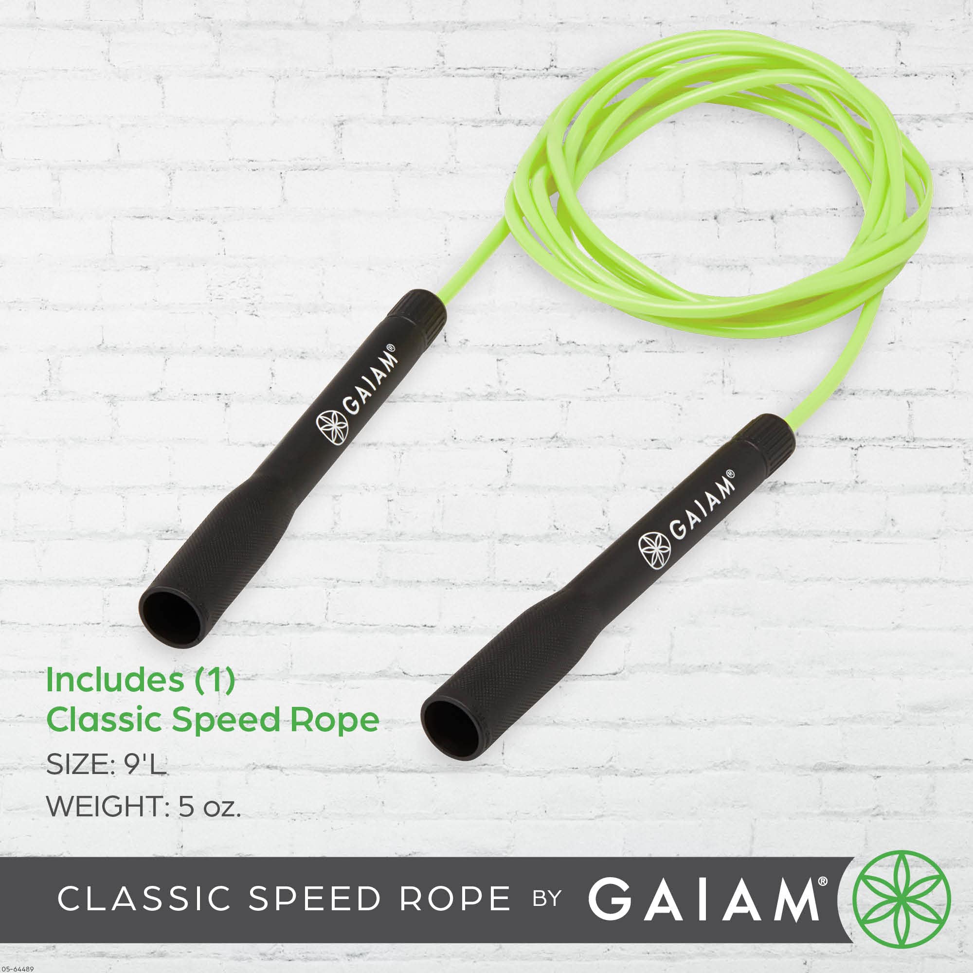Gaiam Classic Speed Rope Springseil für Damen und Herren, Springseil für Fitness und Übung, leicht, verwicklungsfrei, tragbar, verstellbares Springseil für Training, Cardio, Aerobic Springen
