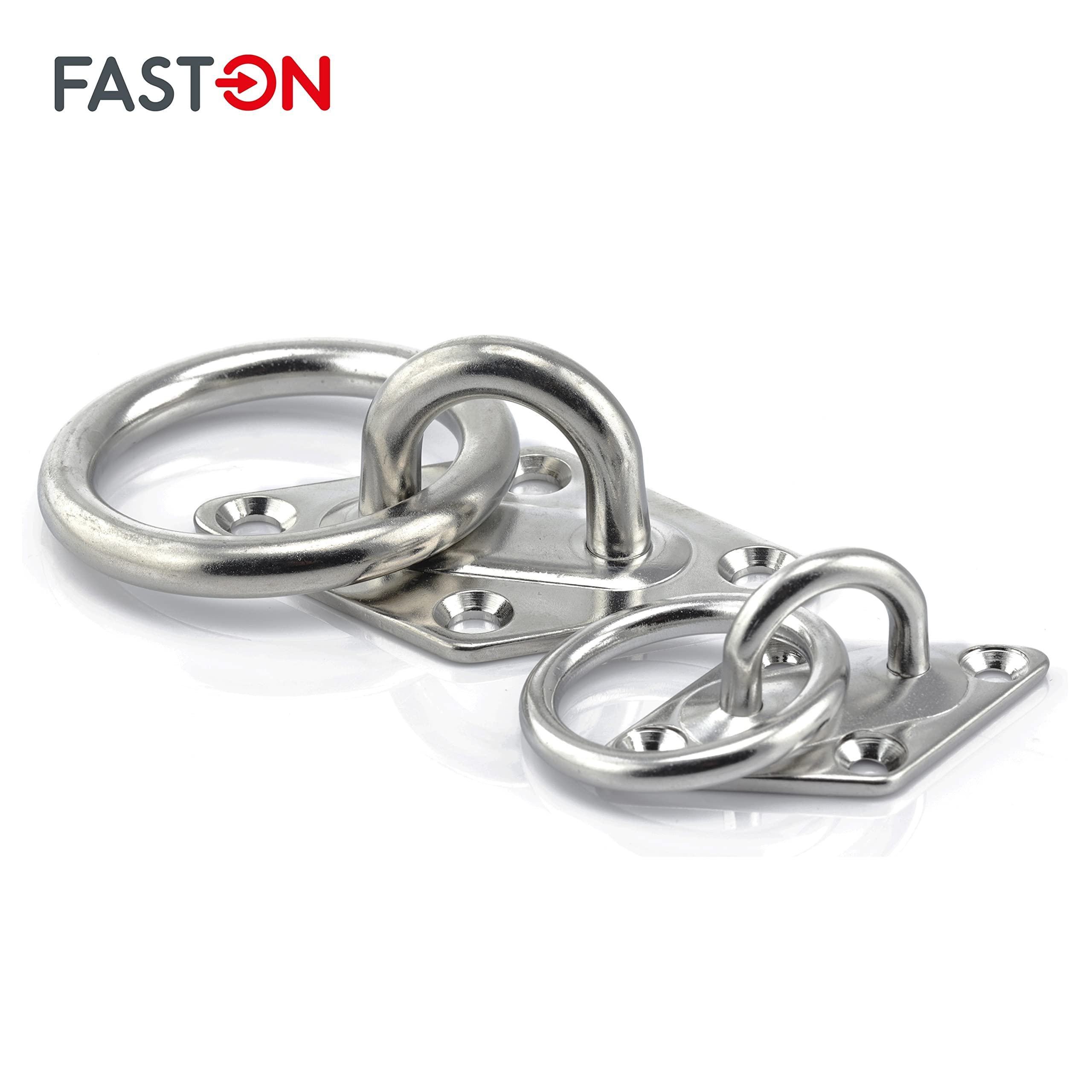 FASTON® Augplatte mit Ring Raute Form 80 mm Edelstahl A2 V2A (10 Stück) Befestigungshaken Decksplatte Diamant Form Wandöse Wandhaken Ösenplatte Wandbefestigung Zurröse