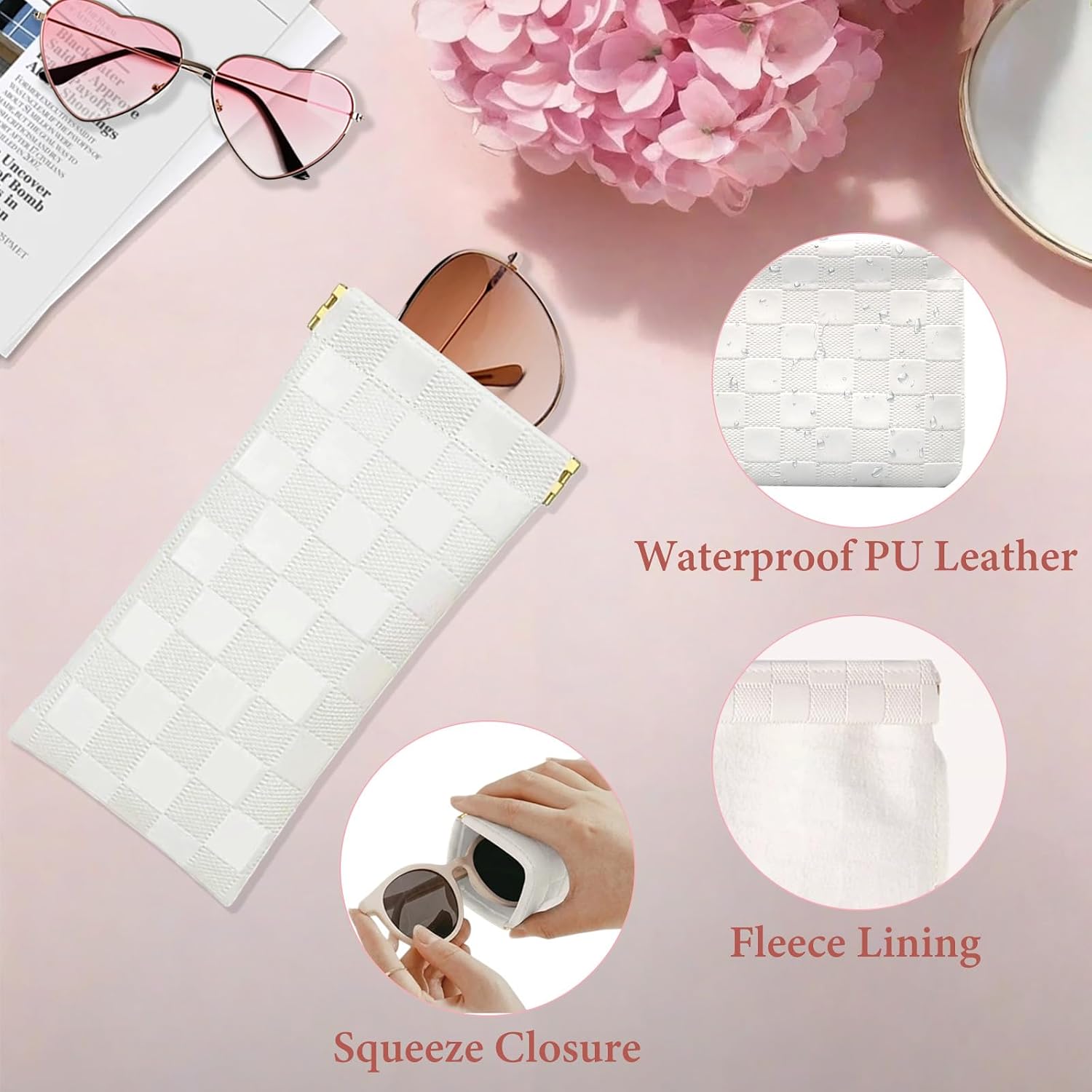 Eye Glasses Case Soft Eyeglass Case, 4 Pcs Soft Sunglasses Case Squeeze Top Glasses Case Sunglass Pouch