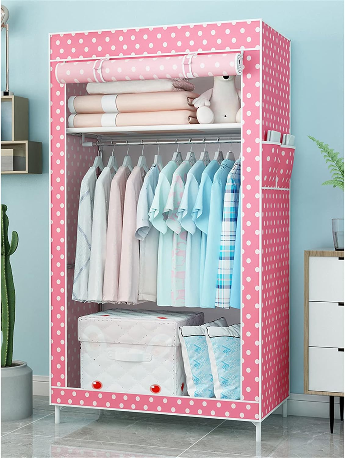 Stable Wardrobe, Multifunction Storage Closet Simplicity Bedroom Single Wardrobe Fabric Wardrobe Organiser Shelves 155 * 43 * 70CM(Size:155 * 43 * 70CM,Color:C) (B 155 * 43 * 70CM)
