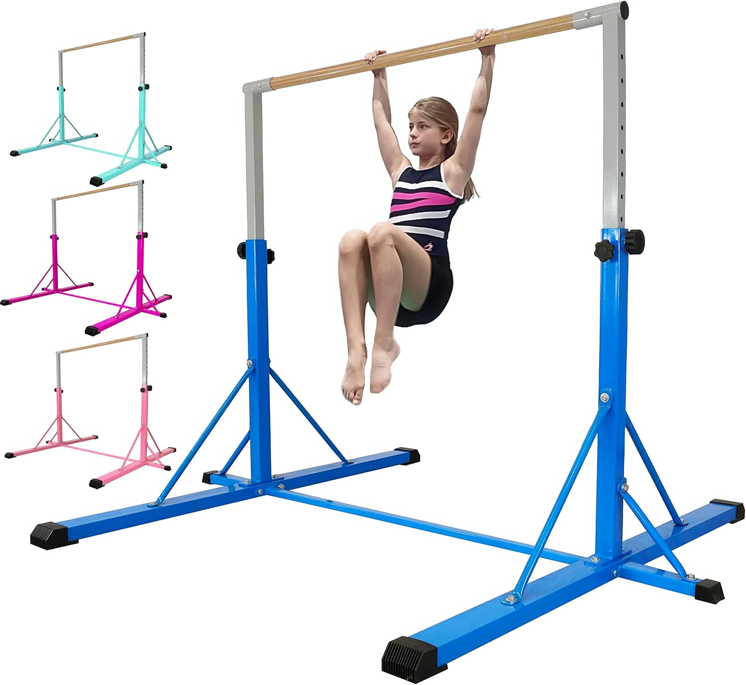 Gymnastics bar, adjustable 5ft/6ft for kids 5-20