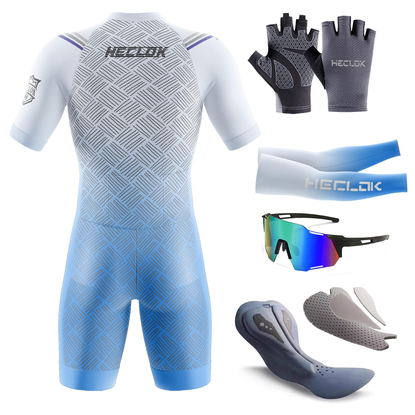 Tuta da Triathlon a Maniche Corte da Uomo，Ciclismo Body Skinsuit All'aperto Sportswear Abbigliamento Triathlon with Pad per Nuoto/Corsa/Ciclismo, Men's Trisuit