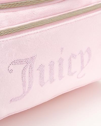 Miniatura 3 de Juicy Couture Bolsa de maquillaje Organizador de cosméticos Esenciales de viaje Colgante Duffel Velour Rhinestones, Rosado, Bolsa de lona colgante