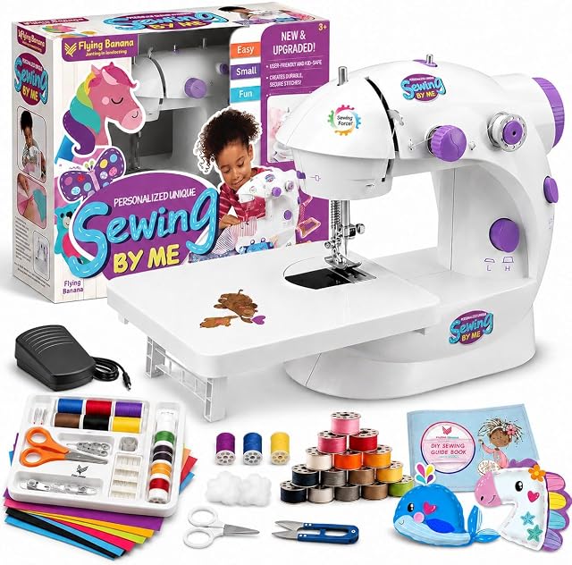 Sewing Machine for Beginners with Extension Table, Adjustable 2-Speed 2-Thread Mini Sewing Machine, Portable Electric Maquina de Coser with Foot Pedal, Perfect for DIY, Ideal Gift for Kids and Adults