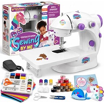 Mini Electric Sewing Machine with Extension Table 2 Speeds 2 Thread and Foot Pedal for Cotton Leather DIY White