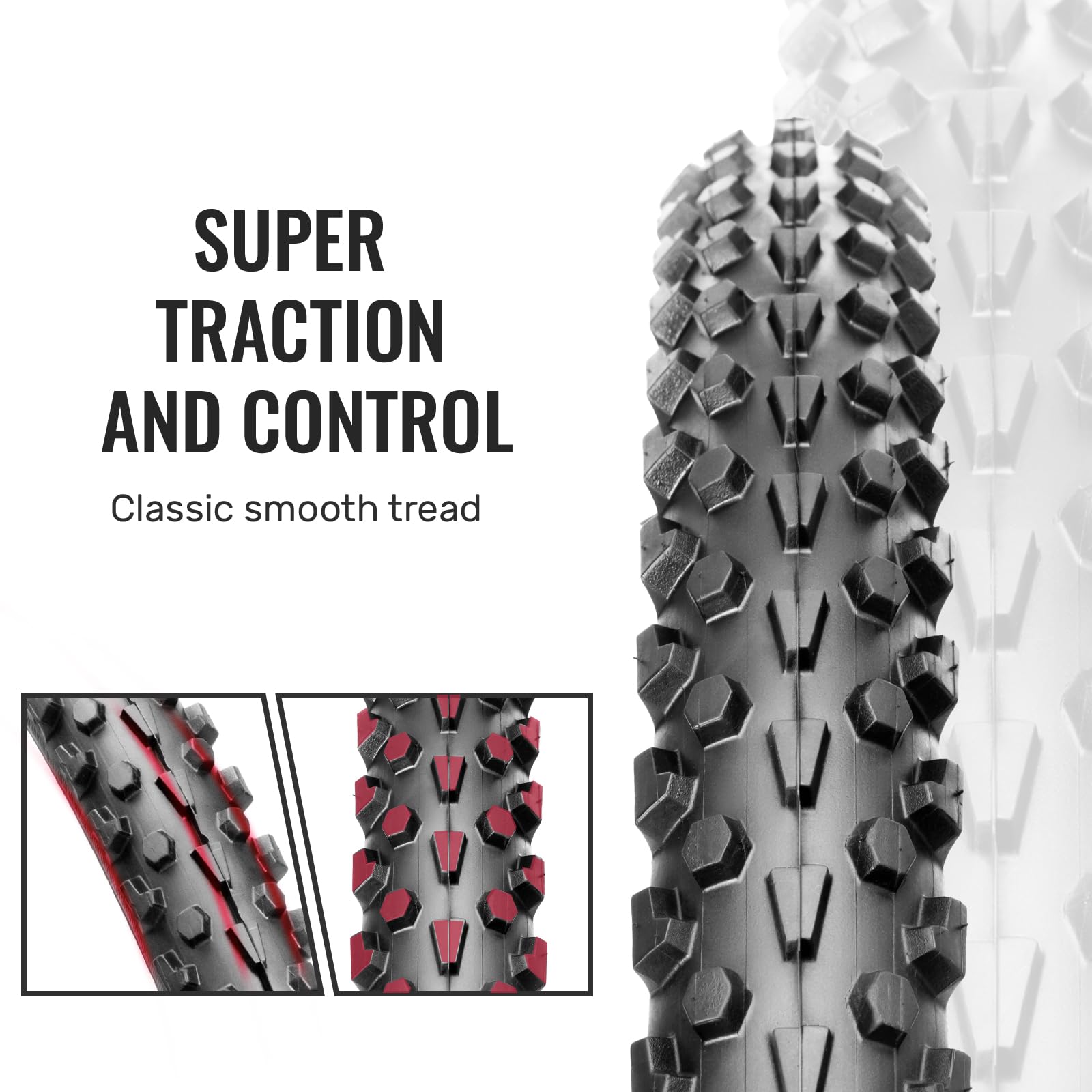 Juego de neumáticos y tubos para bicicleta de montaña: 26 x 2.1 pulgadas, neumáticos MTB resistentes a pinchazos con tubos interiores de butilo de alta resistencia y palancas de neumáticos