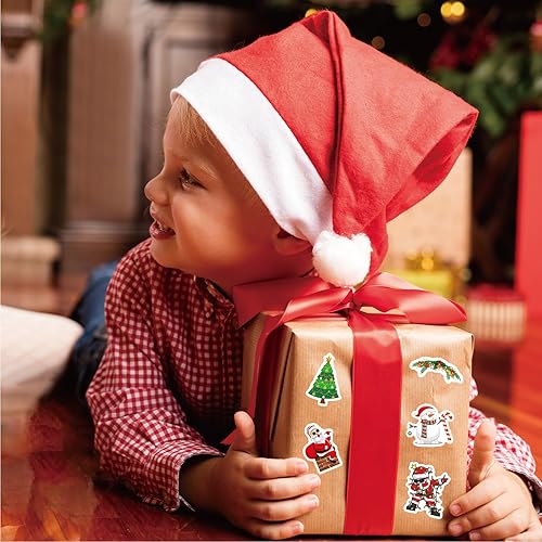 Miniatura 5 de Calcomanías navideñas para niños, 160 unidades, 8 hojas, vinilo que no se repite, decoraciones impermeables: árbol, copo de nieve, Papá Noel, alce y