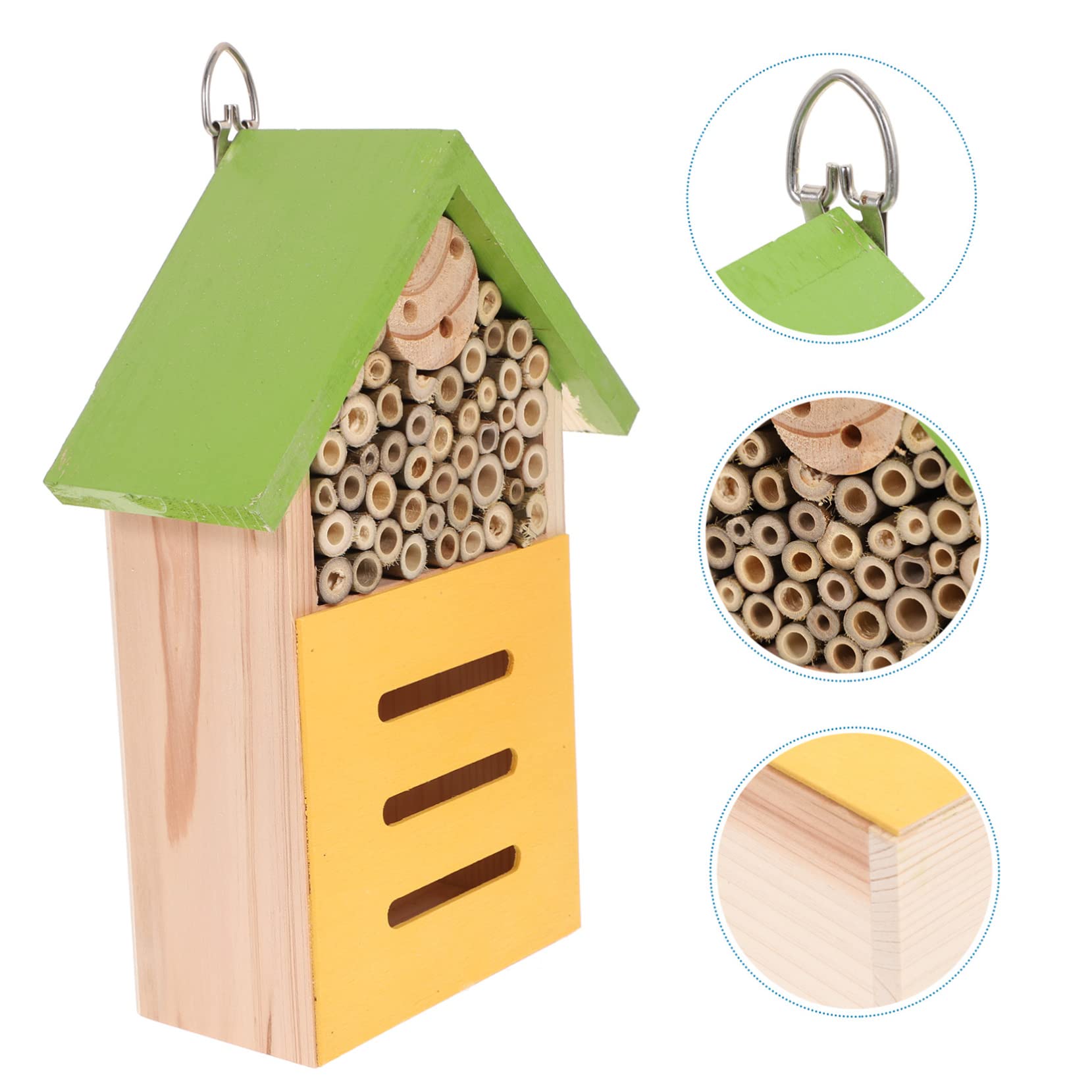 Casetta per Insetti in Legno Verde Stile Baita, Decorazione da Giardino | Api, Uso in Giardino, Richiama Insetti Utili, Aiuta L’ecosistema del Verde