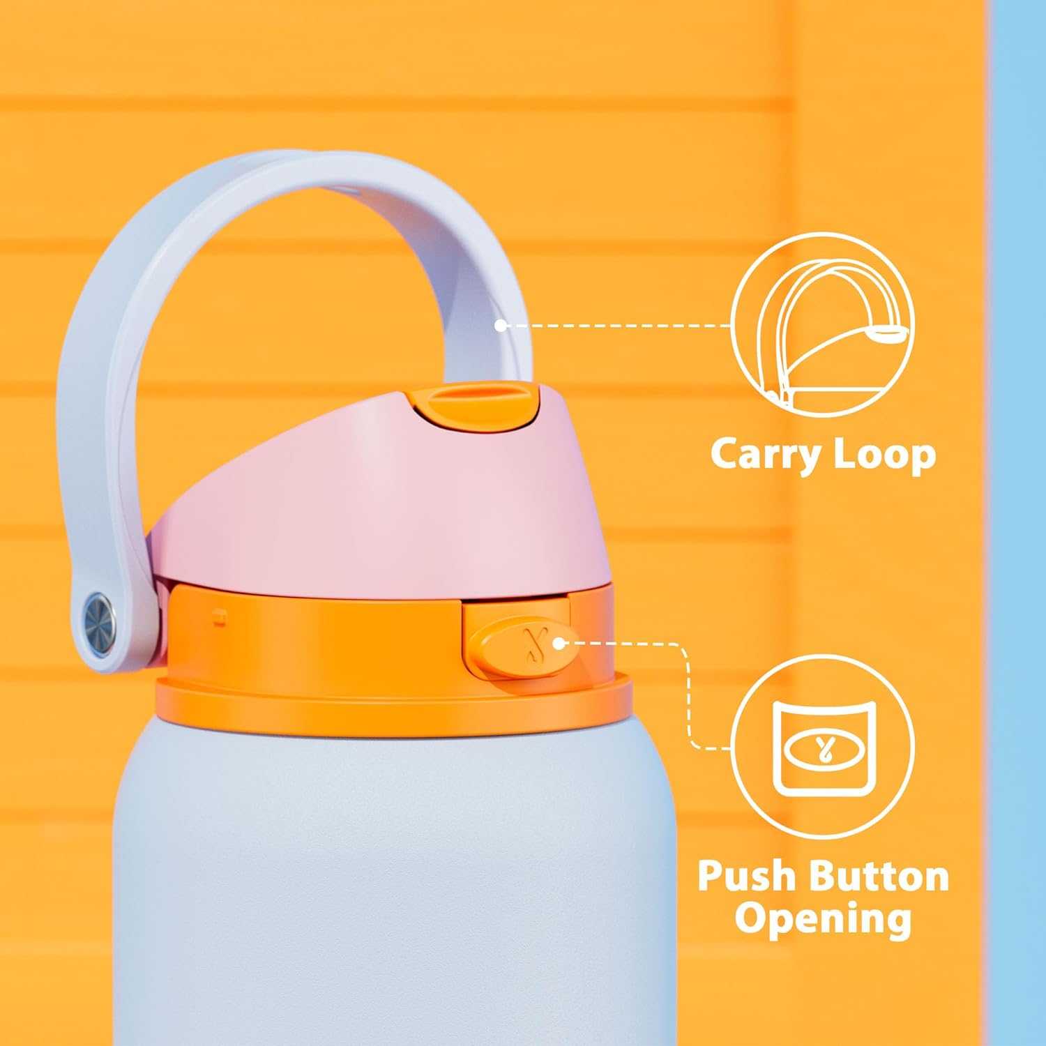 40 oz Insulated Water Bottle with Straw: Meoky Stainless Steel Metal Water Bottle with 2-in-1 Lid - Leak Proof, Cold for 24 Hours, Protective Silicone Base, BPA-Free for Gym Sports, Periwinkle - Image 6