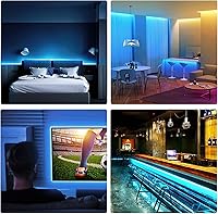 Vista 5 de Tira de luces de neón de 16.4 pies con control remoto regulable y adaptador, tira de luces LED inteligentes inteligentes flexibles impermeables