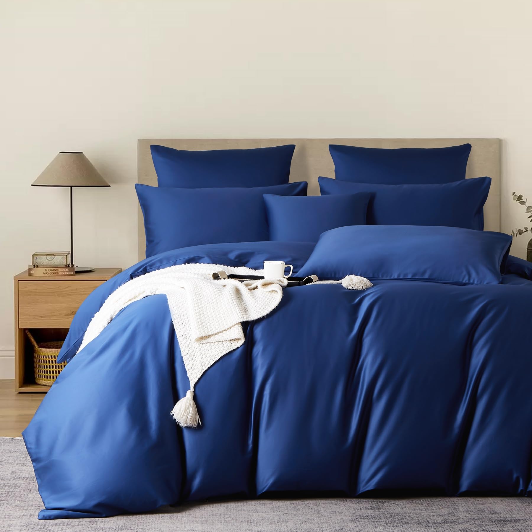 YASMENG Mako Satin Bettwäsche 135x200 155x220 200x200 200x220 220x240 100% Baumwolle Satin Bettwäsche Weich Seidig Atmungsaktiv Seide Bettbezug Set Baumwolle mit Reißverschluss und 80x80 Kissenbezug