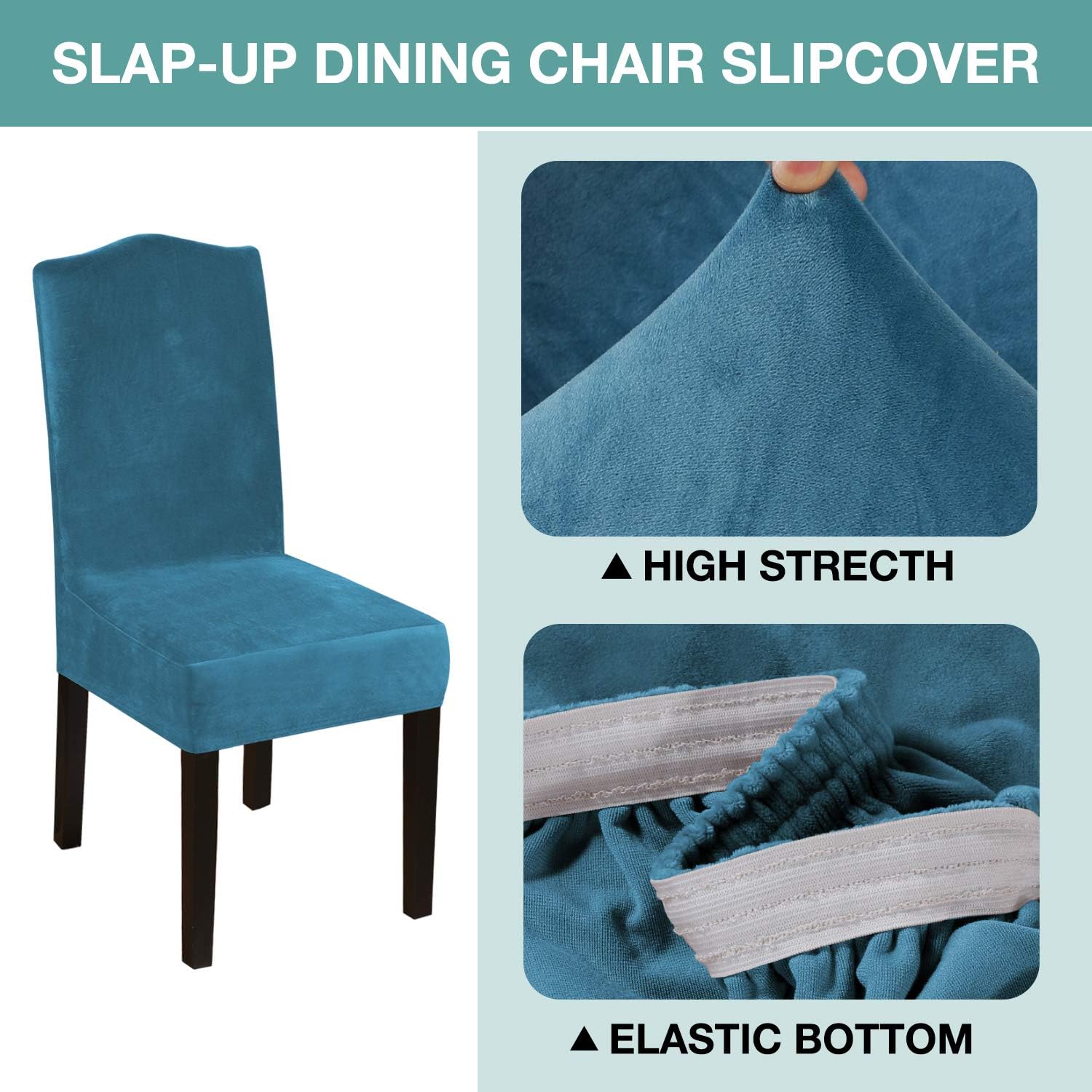 turquoize dining chair covers stretch chair covers for dining room velvet chair protector covers slipcover parson chair covers set of 6 for hotel ceremony, thick soft modern style, (6, peacock blue) 6 velvet-peacock blue