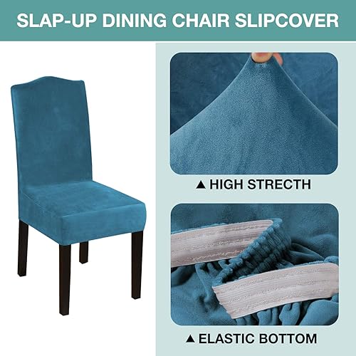 Miniatura 2 de Turquoize Fundas elásticas para sillas de comedor, fundas protectoras de terciopelo para sillas de comedor, fundas protectoras para sillas Parson,