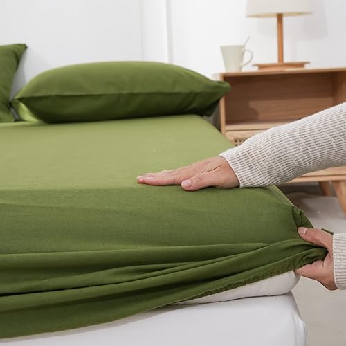 Miniatura 10 de Simple&Opulence Sábana bajera ajustable de lino (1 pieza)  Funda de colchón de 14 pulgadas de profundidad de 14 pulgadas de profundidad, mezcla de