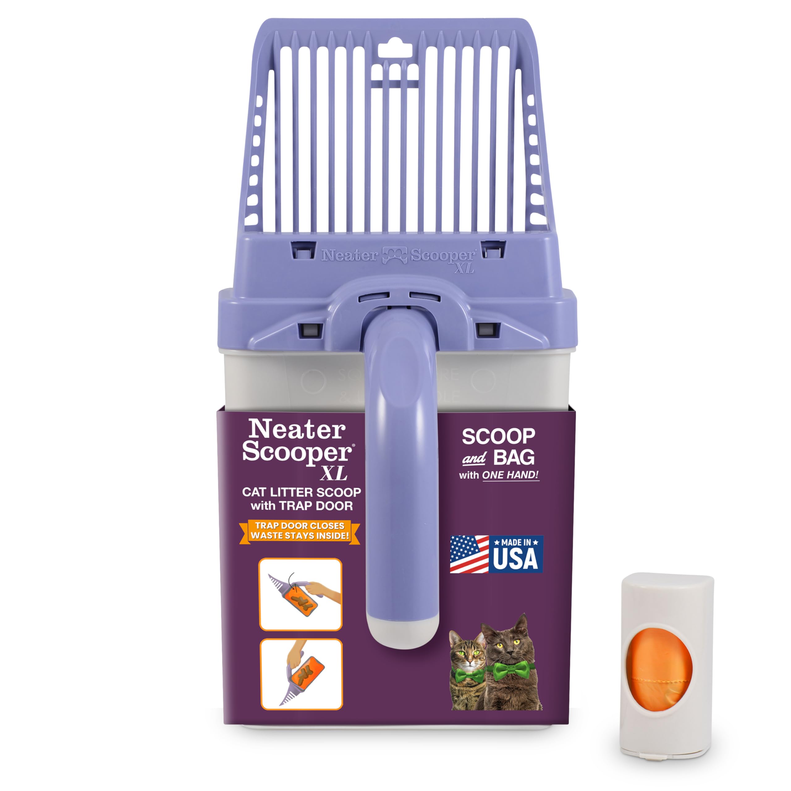 Neater Pet Brands Neater Scooper XL Cat Litter Scoop, 15 Refill Bags – Extra-Large Capacity Mess-Free Cat Litter Scooper with Bag for Large &amp; Multiple Cats, Spill-Proof Litter Box Scooper with Holder