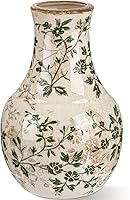 LemonRoad Chinoiserie Vintage Ceramic Flower Vase 5.7" Ice Cracked Glaze Porcelain Rustic Centerpiece for Home Decor