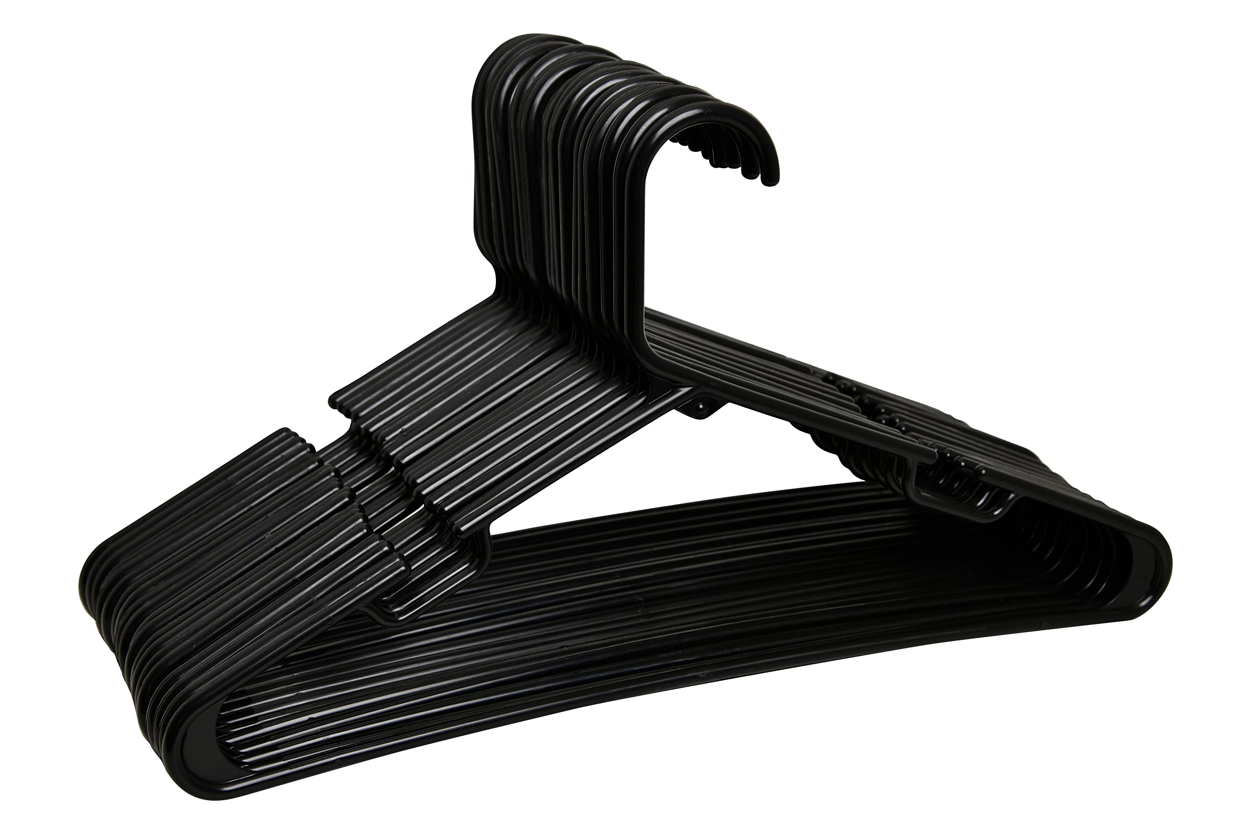 FenixDepot Set of 20 Adult Plastic Clothes Hangers, Durable Slim Design & Space Saving - Set of 20 (Black)