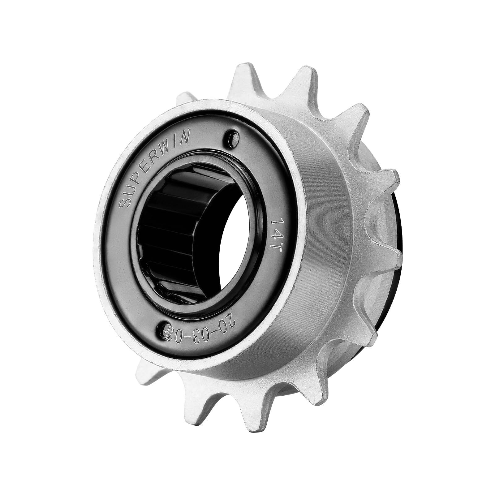 Photo 1 of Hycline Single Speed Bike Freewheel: 14T Compatible with 1/2''×1/8'' Bicycle Freewheel - Threaded Type Freehub Replacement Parts (Black/Silver)
