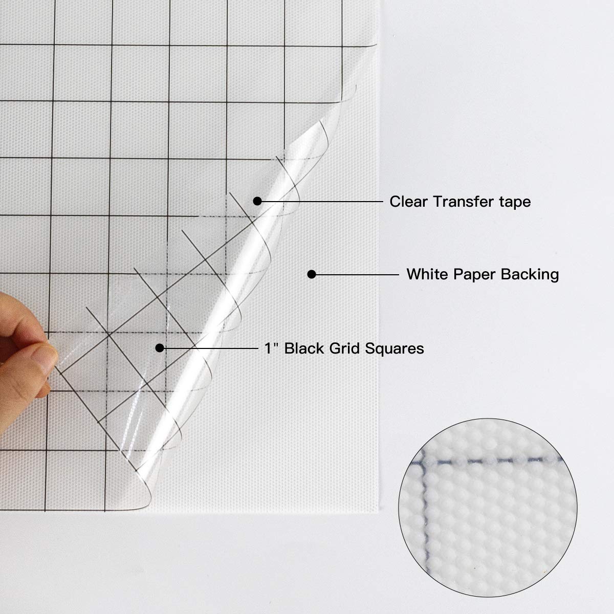 Transfer Tape for Vinyl - 12” x 65FT with Grid Clear Vinyl Transfer Tape Roll for Adhesive Vinyl, Perfect for Cricut, Silhouette Cameo by JANDPACKAGING