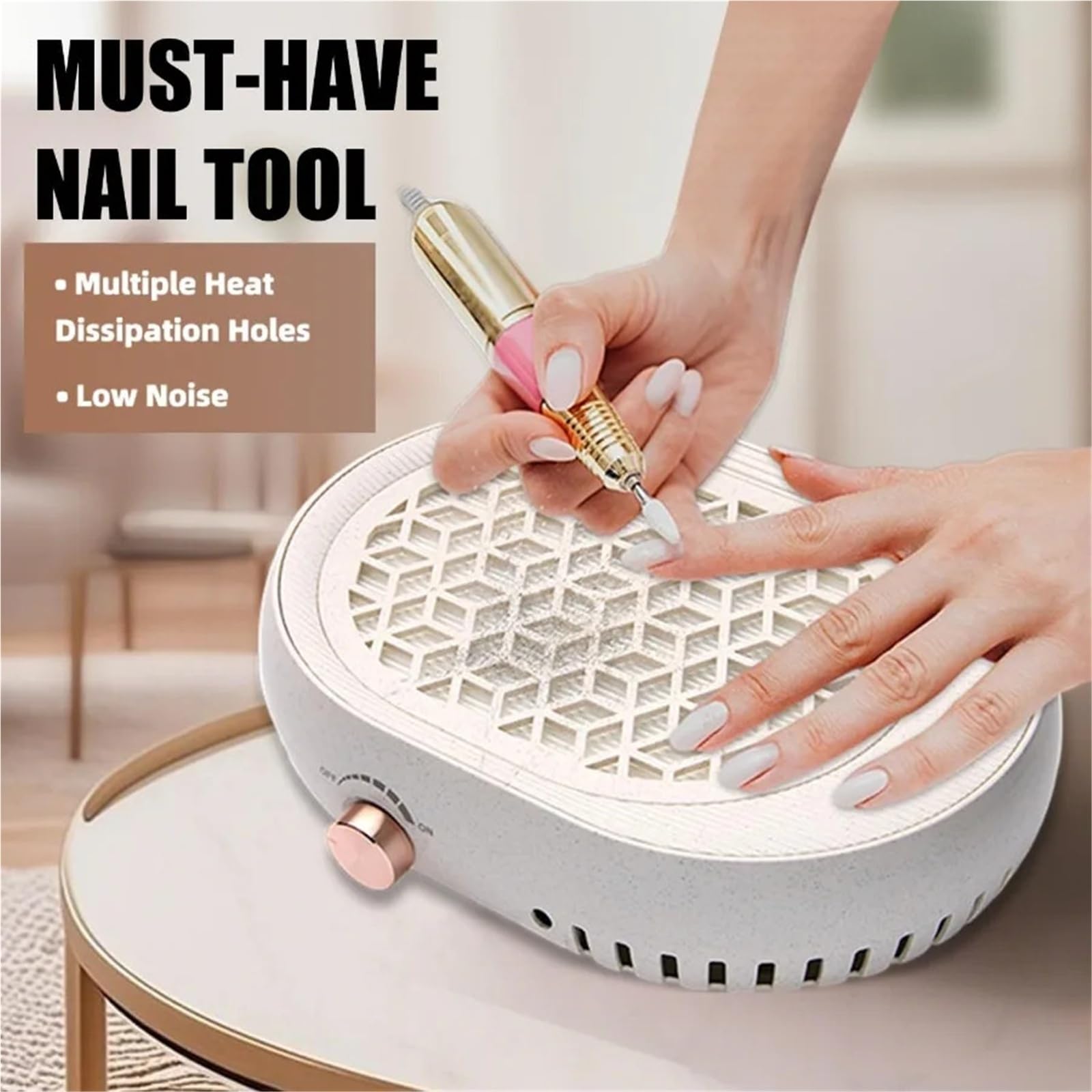 Aspirador Uñas, Colector de polvo for uñas con filtro reutilizable, ventilador for uñas con bajo nivel de ruido, herramienta profesional for recoger polvo de uñas.