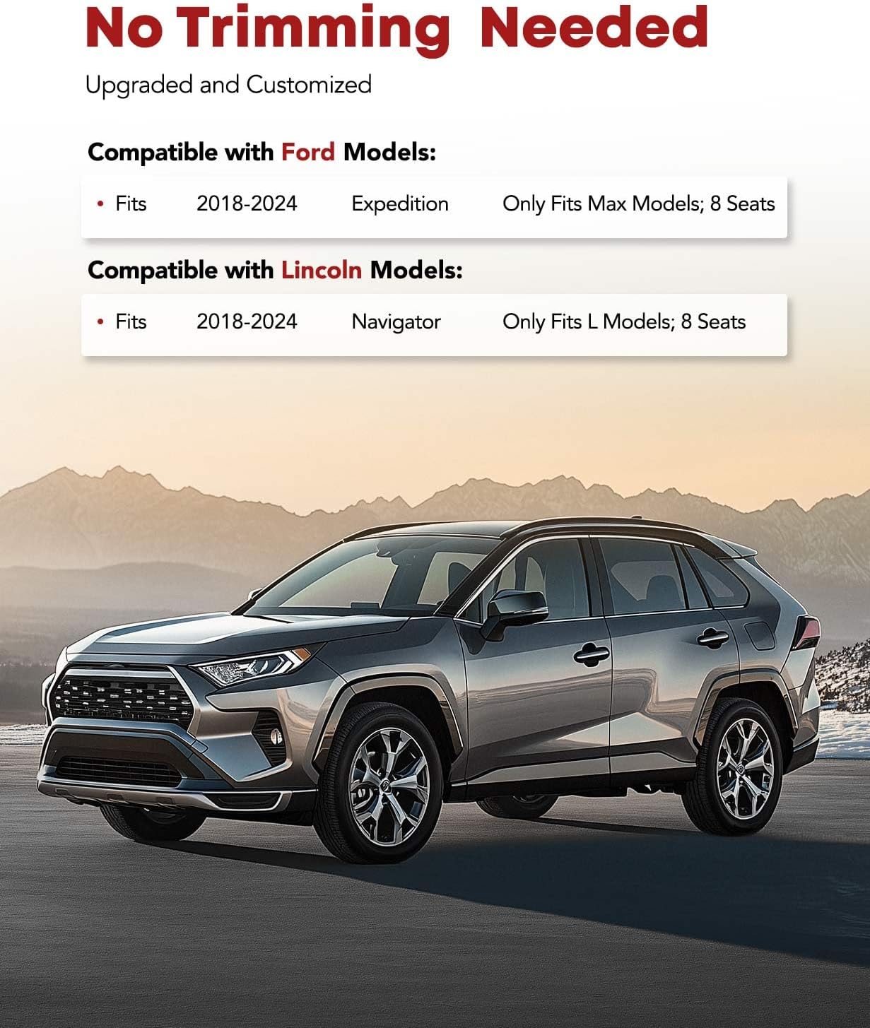 YHTAUTO Floor Mats & Cargo Mat Compatible with Ford Expedition Max & Lincoln Navigator L Models 2018-2024 (8 Seats), TPE Floor Liners All-Weather Protection Custom Fit, 1st & 2nd & 3rd Row & Trunk Mat - Image 2