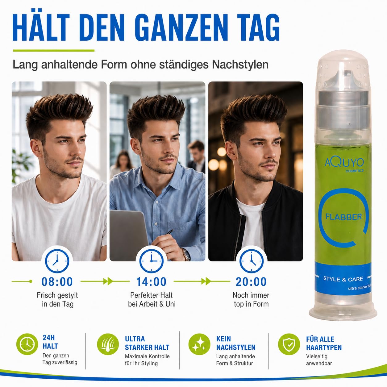 Flabber Haargel extra starker Halt | Styling Gel für perfektes Haarstyling | Haar Gel ultra starker Halt für Männer bringt sofort langanhaltende Form und Glanz ins Haar (6er Pack - 6x 100ml)