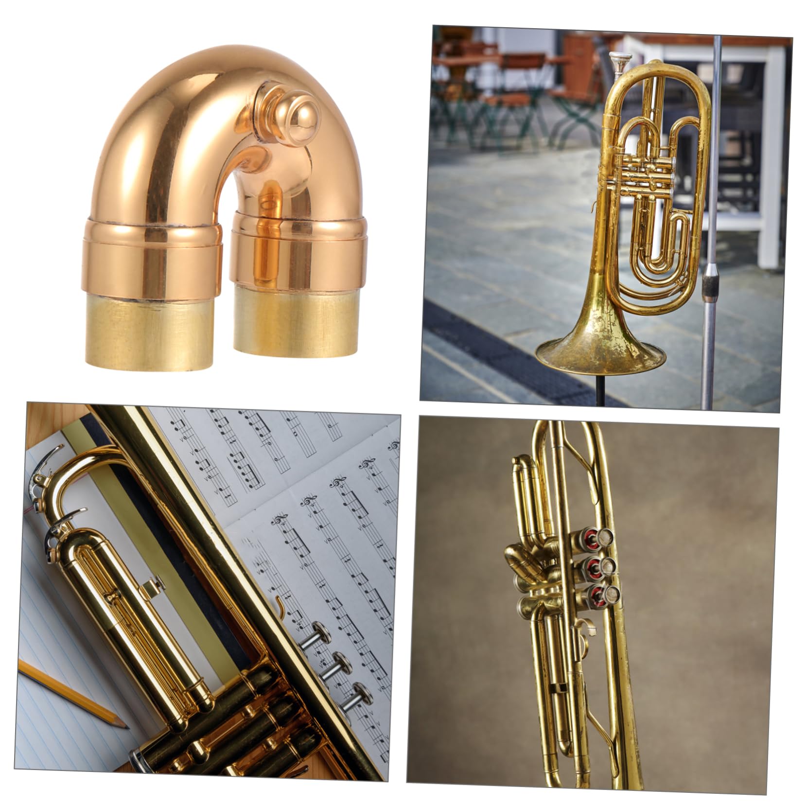 Abaodam 3 Stk Trompetenschalldämpfer Trompetenschallrohr Trompetenzubehör Trompeteninstrumententeil Trompetentonwechselrohr Professioneller Biegehals Saxophon Ellbogenbeuge Hals Messing