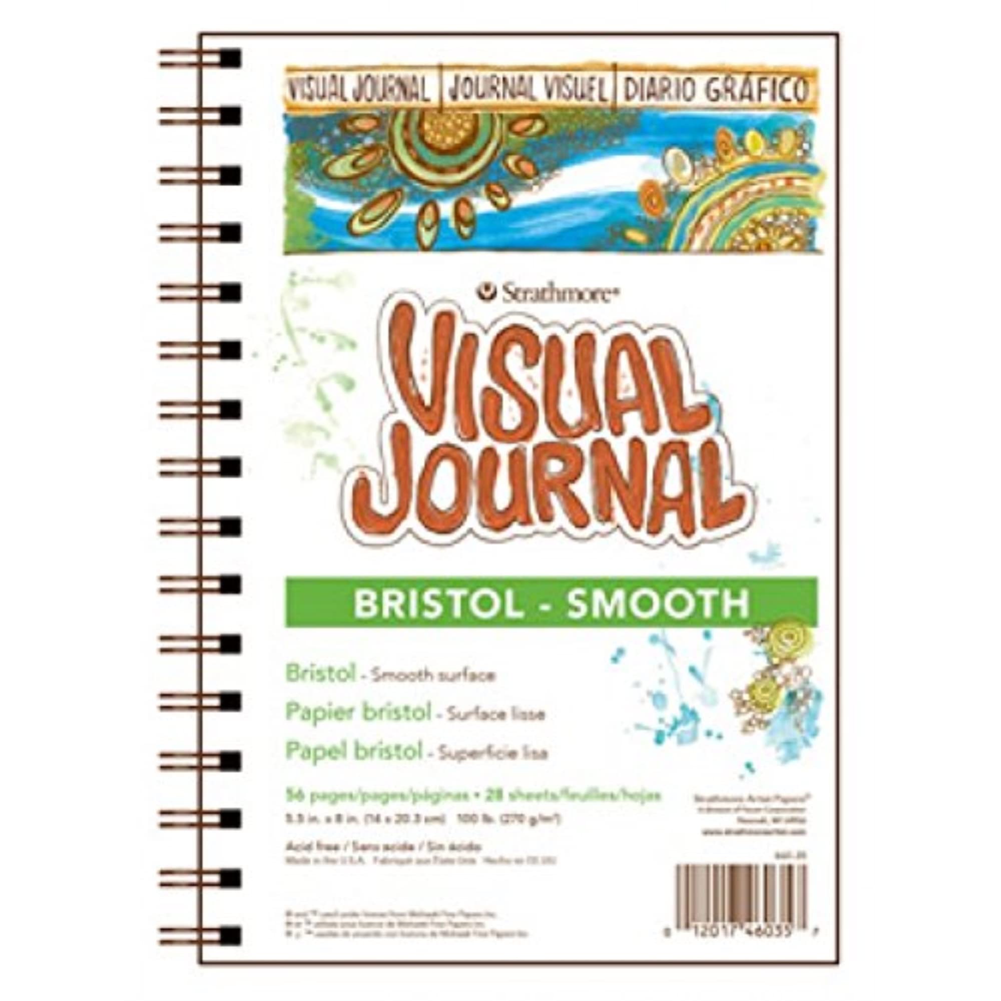 Strathmore 300 Series Visual Bristol Journal, 9"x12" Smooth, Wire Bound, 28 Sheets, White