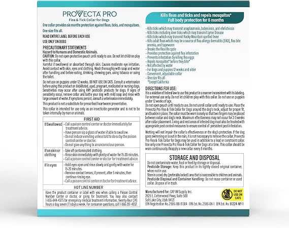 Provecta PRO Flea & Tick Collar for Dogs