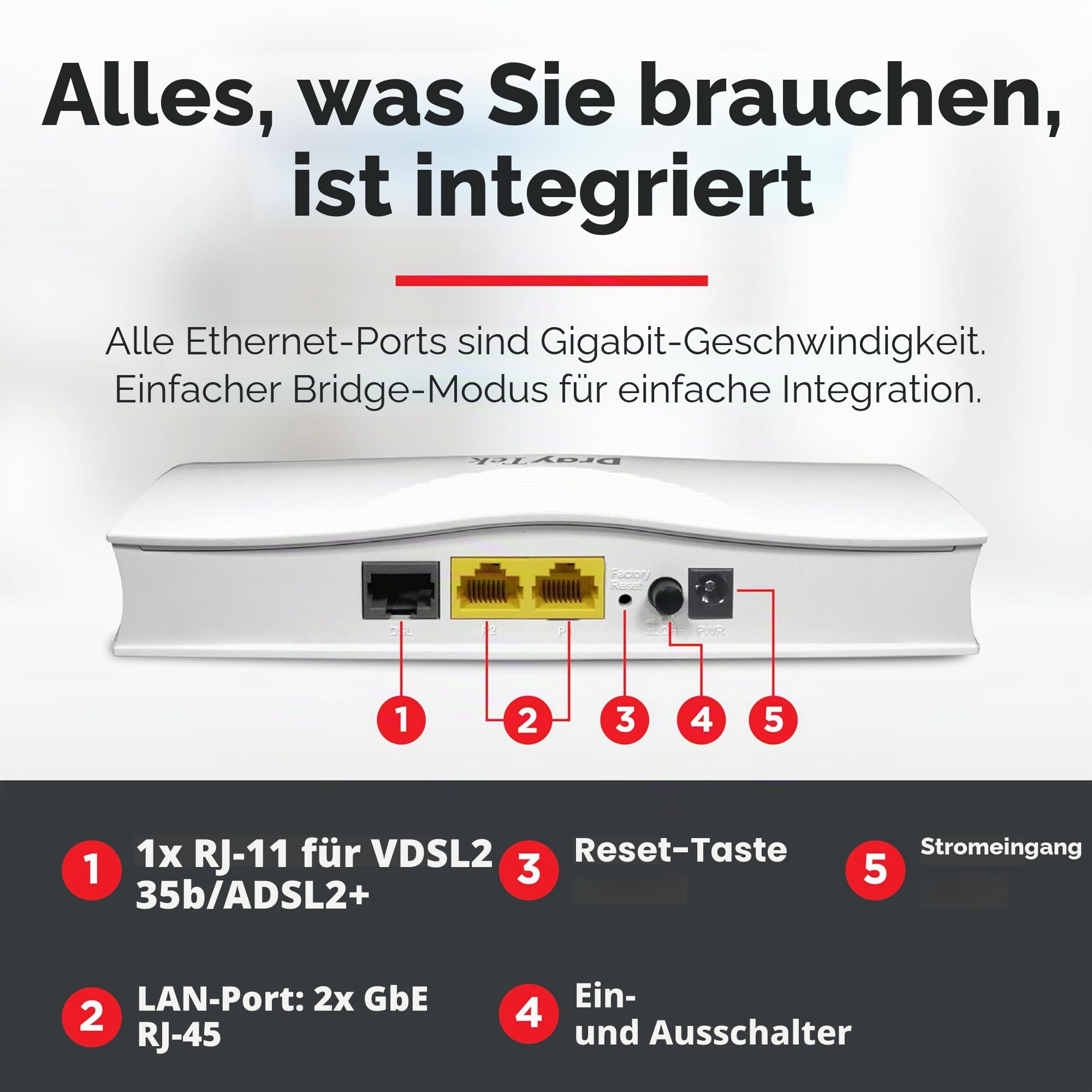 Draytek Vigor167 Modem 30000 Kbit/s (vdsl2 & Adsl2+ To Ethernet Modem/bridge)
