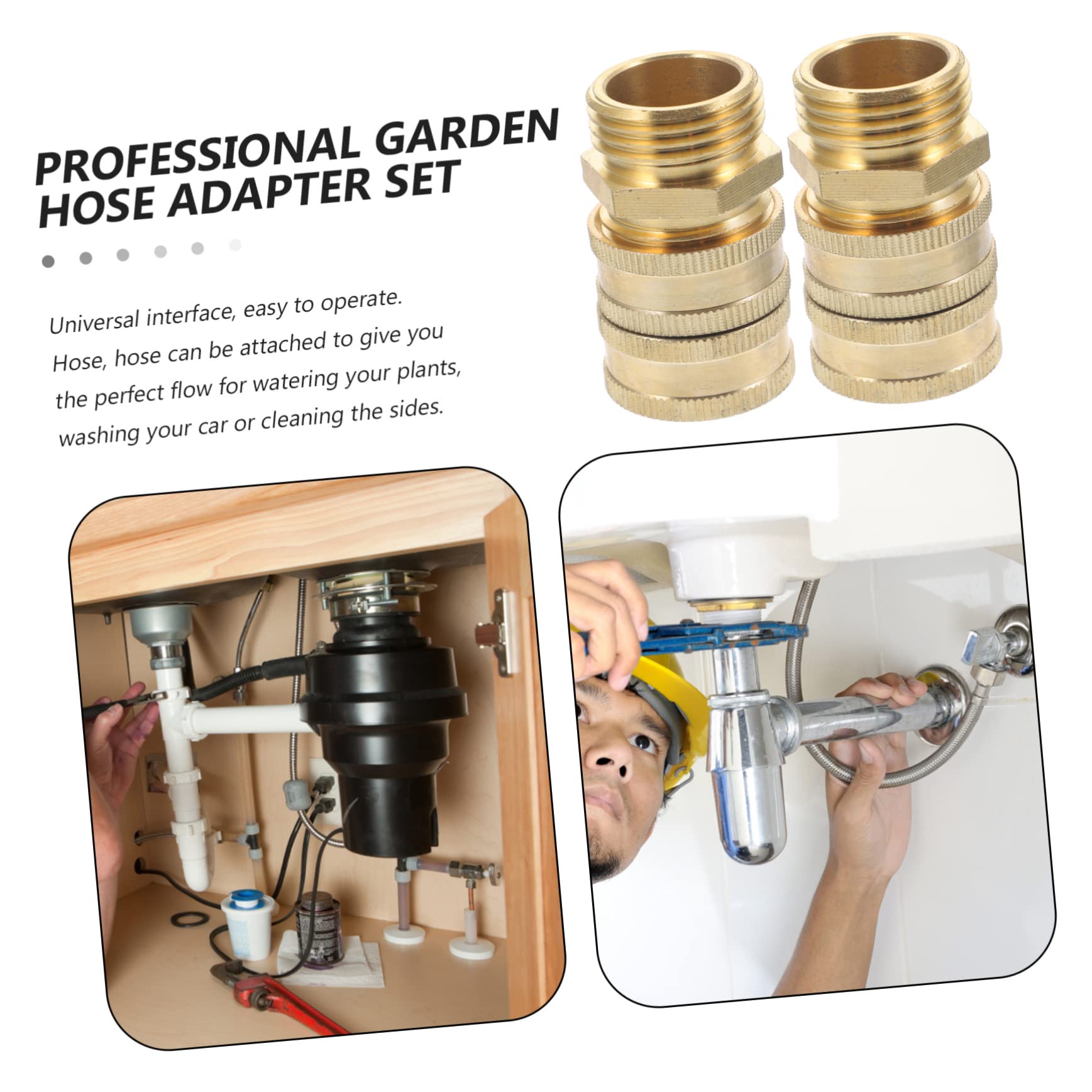 TOYANDONA 2 Series Conector De Grifo Conectores Reparar Masculino Adaptador De Acoplador De Manguera De Jardín Convertidor De Adaptador De Manguera Latón Dorado 2 Pares*2