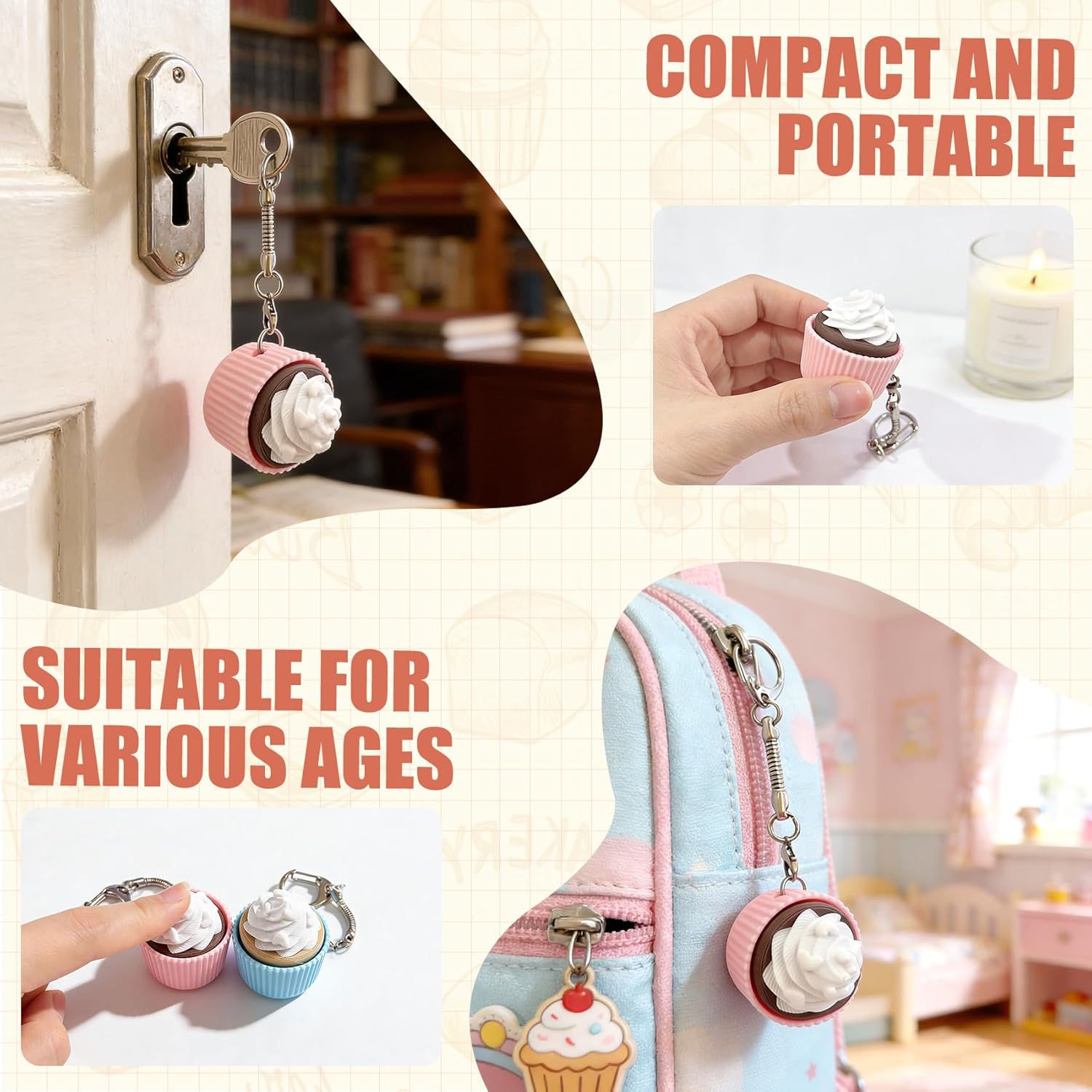 3D Printed Cupcake Shaped Keyboard Button Fidget Toy,Stress Relief Fidget Clicker Keychain,Quiet Anxiety Toys for Adults at Work, Travel, Home – Anxiety Relief & Focus Boost ((Pink + Blue) Cupcake)