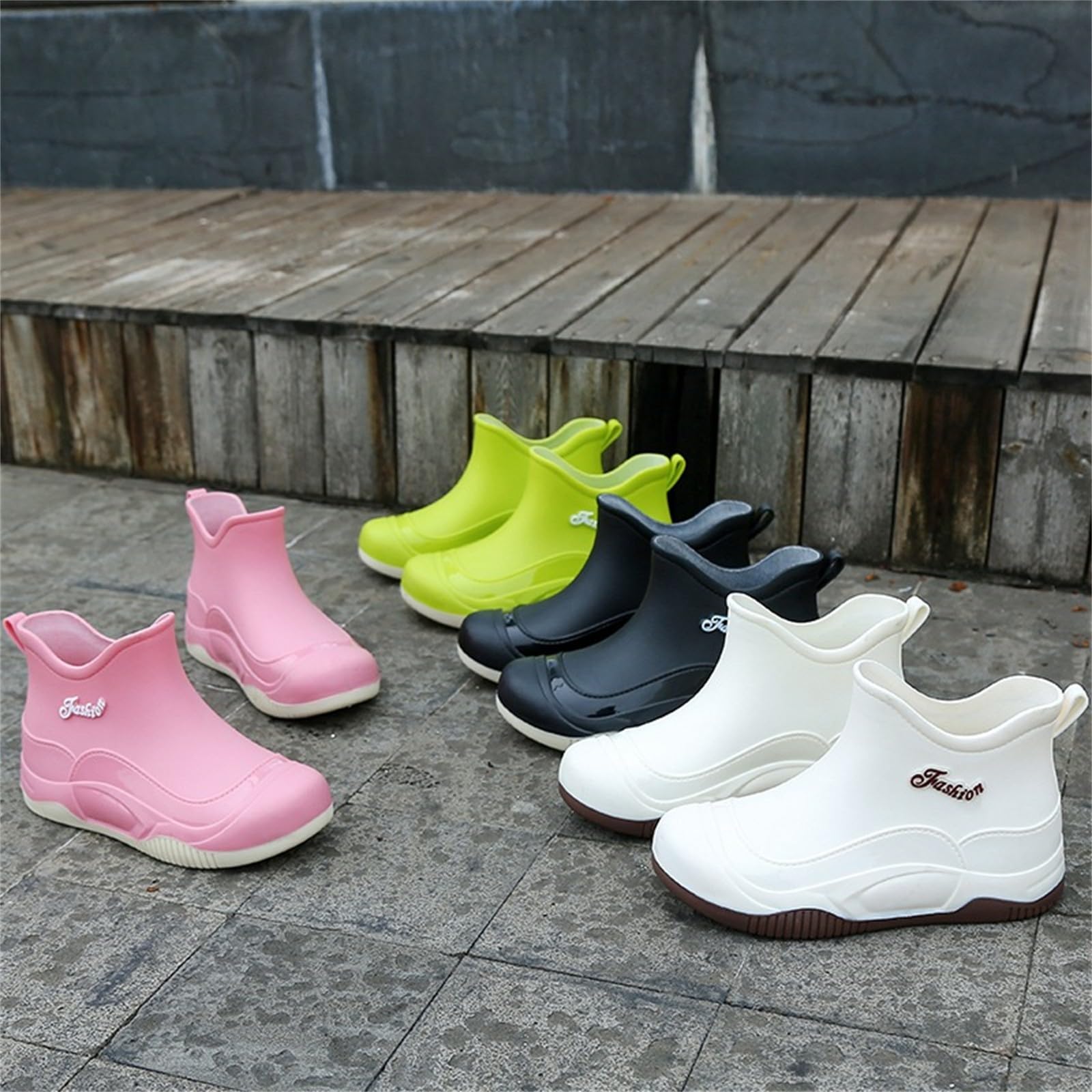 Botas de agua para mujer, botas de lluvia cortas, botas de goma impermeables, botines de lluvia, botines de lluvia, botas de lluvia, antideslizantes, para jardín, exteriores, botas de lluvia