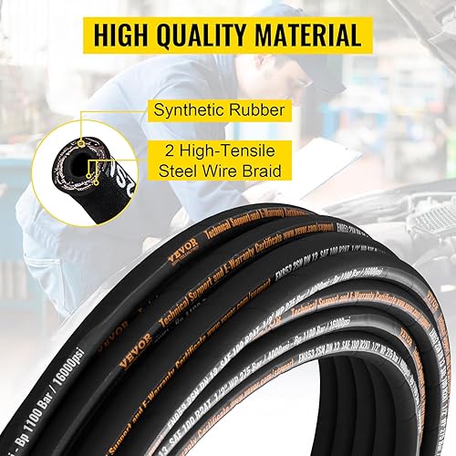 Miniatura 2 de Manguera hidráulica flexible - 1/2" x 100 pies, 4000 PSI, goma con 2 trenza de alambre, -20C a 140C