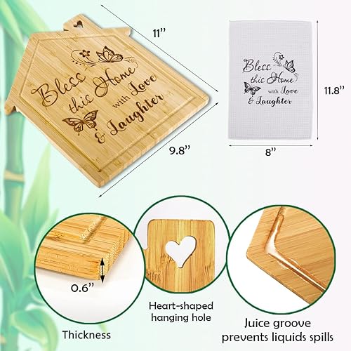 Miniatura 2 de Regalo de inauguración de la casa para el nuevo hogar, regalo para el propietario de la primera casa, Bless This Home, juego de tabla de cortar y