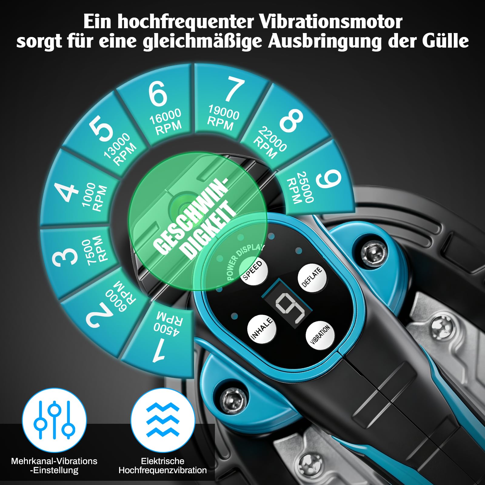 2 IN 1 Akku Fliesenrüttler & Saugnäpfen mit 2x2.0Ah Akkus, 250KG Saugkraft