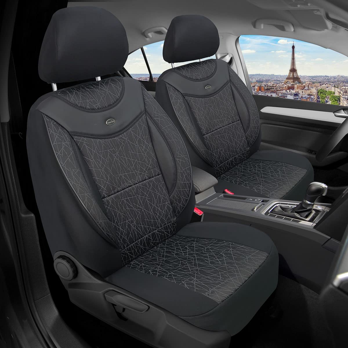 BREMER Coprisedili Auto Per Fiat Panda 312/319 2012 | Similpelle, Con Tasche, Adatti Per Airbag E Sedili Riscaldati, Nero