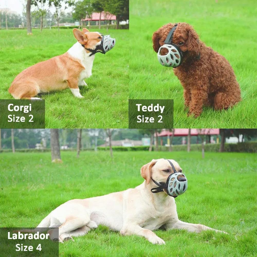 NOLLAM Bozal para Perros Bozales De Cesta Transpirables para Perros Pequeños Medianos Grandes Máscara Anti Morder Ladridos Masticar Productos De Entrenamiento para Mascotas-Gris-6