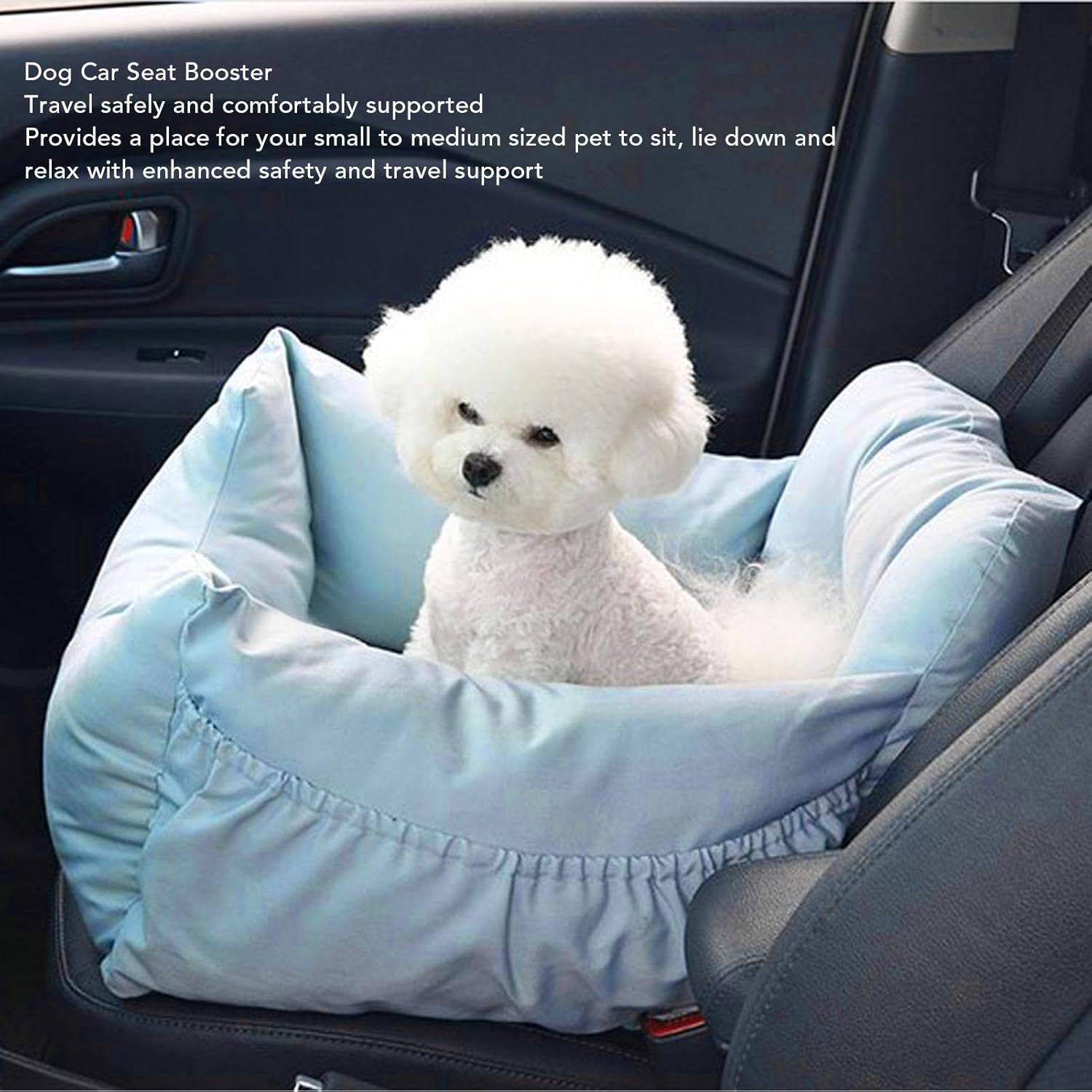 Dog Car Seat Booster, Washable Breathable Pet Car Seat for Small Medium Cats Dogs, Portable Travel Carrier with Secure Straps, All Season Use Soft Fabric,