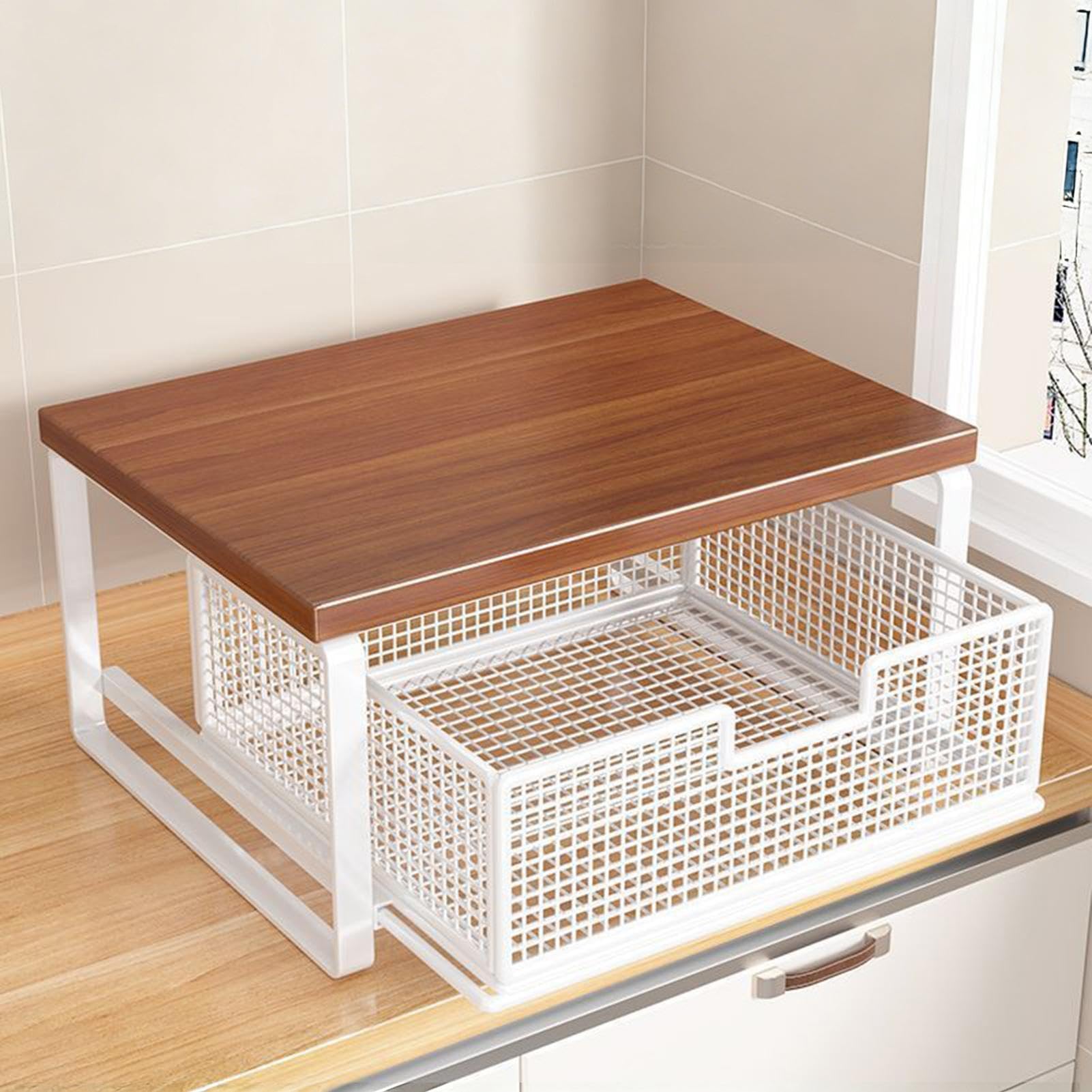 Supporto per Stampante con Cestino Portaoggetti Multifunzione | Scrivania con Contenitore per Ufficio per Casa Scuola Cucina Postazione Lavoro Sala Hobby Forno