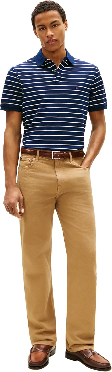 Tommy Hilfiger Men's Short Sleeve Polo Shirts in Classic Fit with Stretch and Organic Pique Cotton