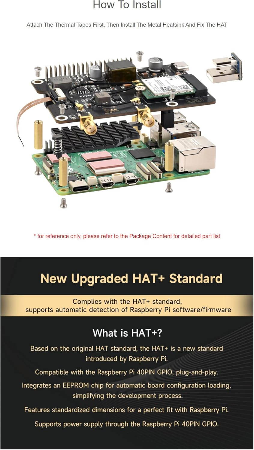 PCIe to M.2 E Key Adapter with PoE HAT for Raspberry Pi 5 - Supports NGFF M.2 E Key Wireless NIC, PoE Power Supply, Onboard SMA Connector, USB Bluetooth, 16PIN PCIe Interface