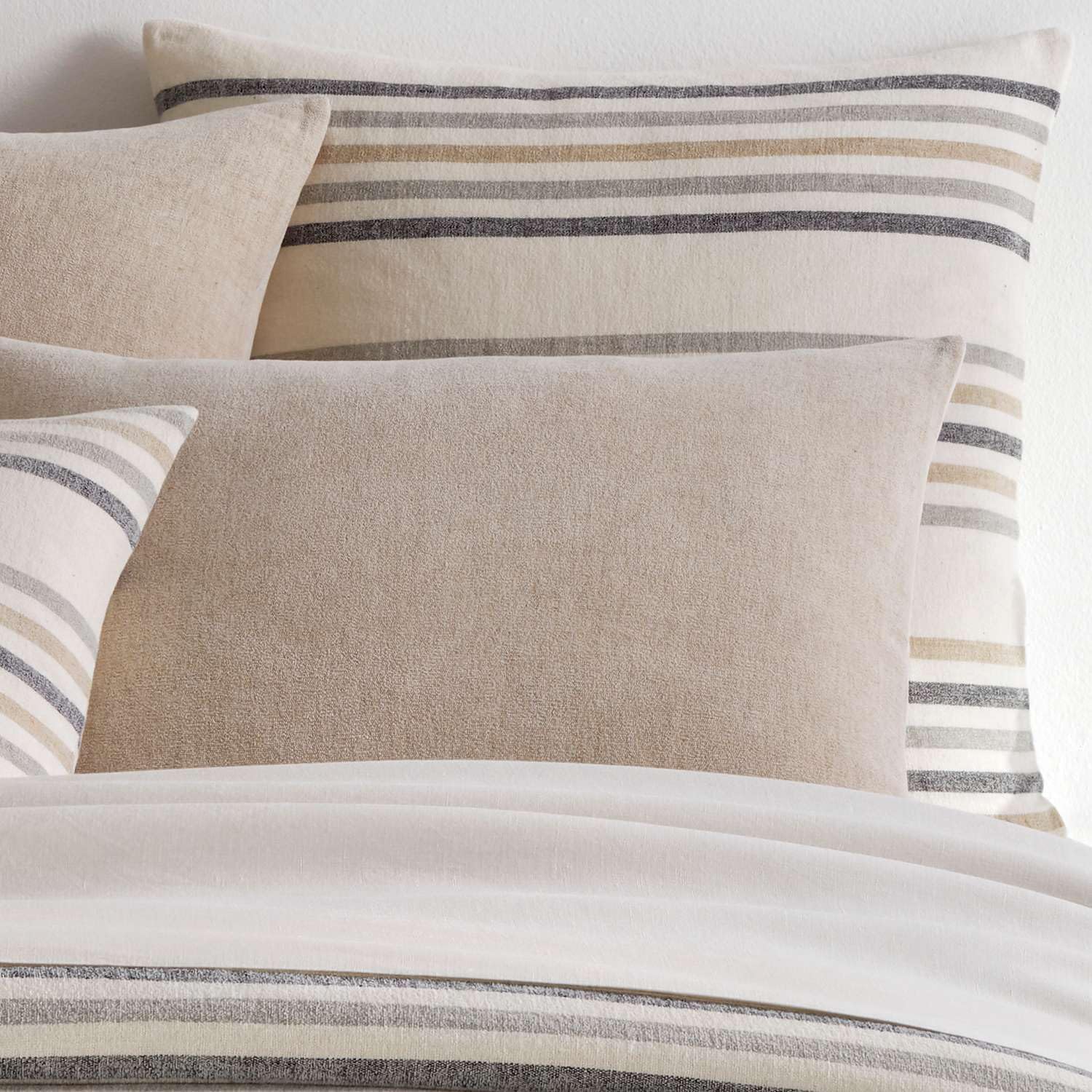 Pine Cone Hill Ellison Stripe Linen Chenille Ivory Sham, Standard Size, Ivory Stripe Pattern
