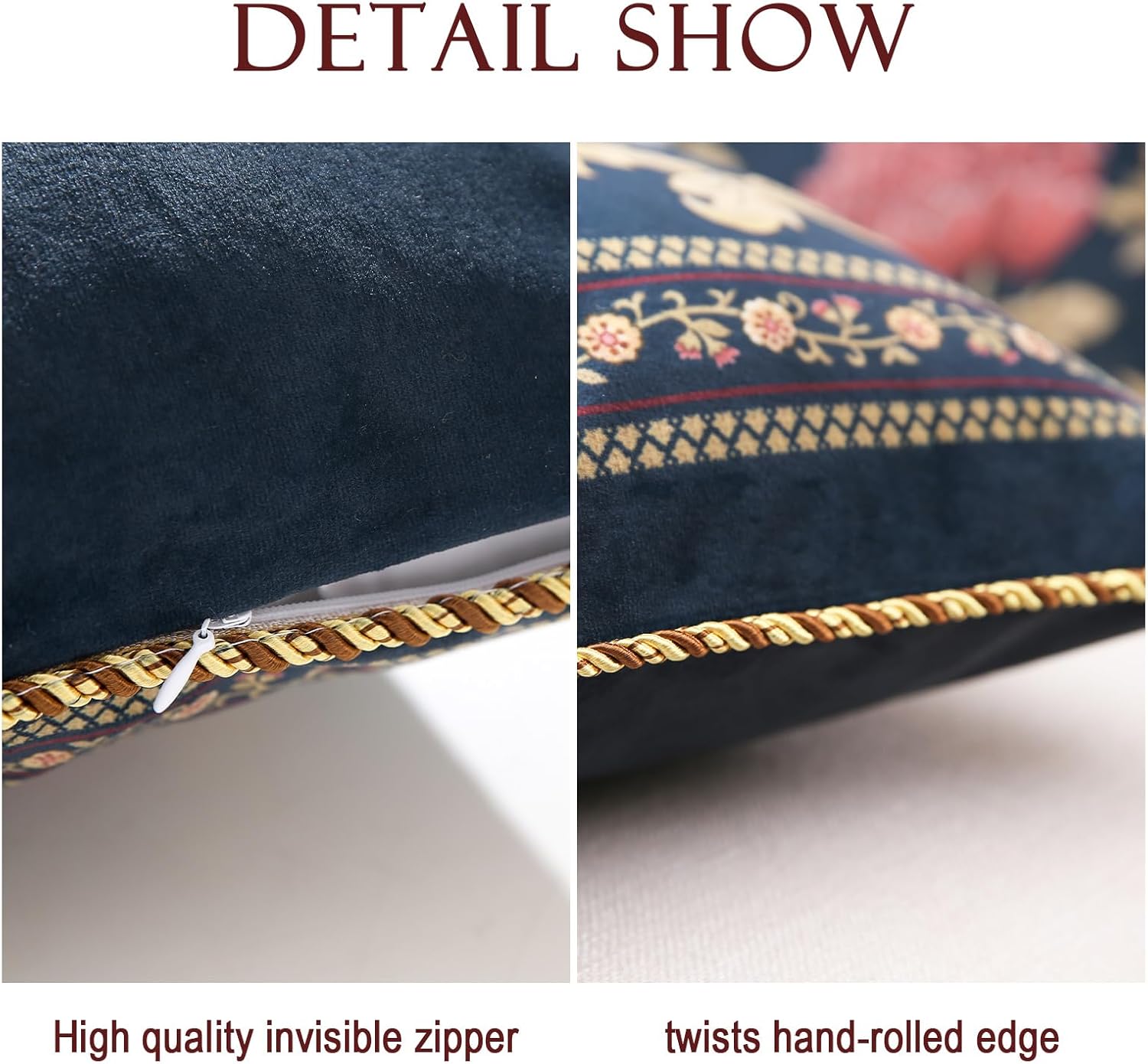 patdrea Designer Vintage Old School Velvet Throw Pillow Cover,Multiple Floral Rampage Collection Pattern,Decorative Lumbar Square Pillowcases Cushion for Bed Living Room Outdoor Car,Pack of 4